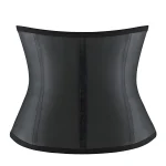Latex Short Waist Cincher with Steel Bones Hook Rows Black OPT