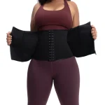 Neoprene Body Shaping Tummy Control Belt With Zipper and Hooks Black