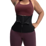 Neoprene Body Shaping Tummy Control Belt With Zipper and Hooks Black