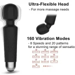 Powerful Modern Personal Wand Massager with Speeds Patterns Black Chrome