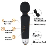 Powerful Modern Personal Wand Massager with Speeds Patterns Black Chrome