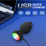 Remote Controlled Anal Plug Vibrator with Modes and Colored LED Lights Pink