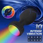 Remote Controlled Anal Plug Vibrator with Modes and Colored LED Lights Pink