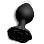 Silicone Rose Base Luxe Anal Plug Set Black