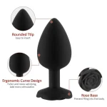 Silicone Rose Base Luxe Anal Plug Set Black