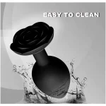 Silicone Rose Base Luxe Anal Plug Set Black