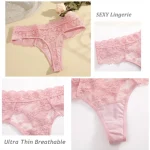 Breathable Low Waist Floral Lace Thong