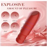 All Silicone Waterproof Rechargeable Bullet Vibrator with Quiet Powerful Vibration Modes Red