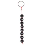 Glass Anal Beads With Pull String Inches Black