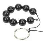Glass Anal Beads With Pull String Inches Black