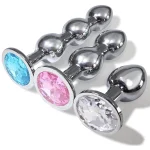 Aluminium Beaded Alloy Anal Beads Chrome with Gem