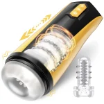 Automatic D Realistic Textured Male Masturbator with Thrusting & Vibration Modes Yellow