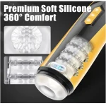 Automatic D Realistic Textured Male Masturbator with Thrusting & Vibration Modes Yellow