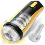 Automatic D Realistic Textured Male Masturbator with Thrusting & Vibration Modes Yellow