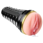 Male Masturbator Cup Realistic Vagina Textured with in Depth Black Flesh