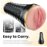 Male Masturbator Cup Realistic Vagina Textured with in Depth Black Flesh