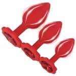 Silicone Anal Trainer Plugs with Jewel Red