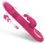 Thrusting Vibrating Dual Motor Rabbit Dildo with Heating Vibration Modes Pink