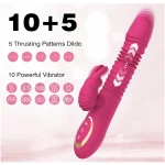 Thrusting Vibrating Dual Motor Rabbit Dildo with Heating Vibration Modes Pink