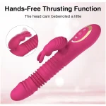 Thrusting Vibrating Dual Motor Rabbit Dildo with Heating Vibration Modes Pink