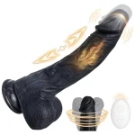 Realistic Silicone Thrusting Vibrating Dildo with Suction Cup Inches Blue Black
