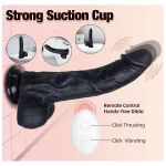 Realistic Silicone Thrusting Vibrating Dildo with Suction Cup Inches Blue Black