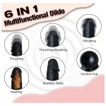 Realistic Silicone Thrusting Vibrating Dildo with Suction Cup Inches Blue Black