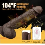 Thick Realistic Thrusting Vibrator Dildo with Rotating and Heating Modes Inches Cocoa