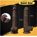 Thick Realistic Thrusting Vibrator Dildo with Rotating and Heating Modes Inches Cocoa