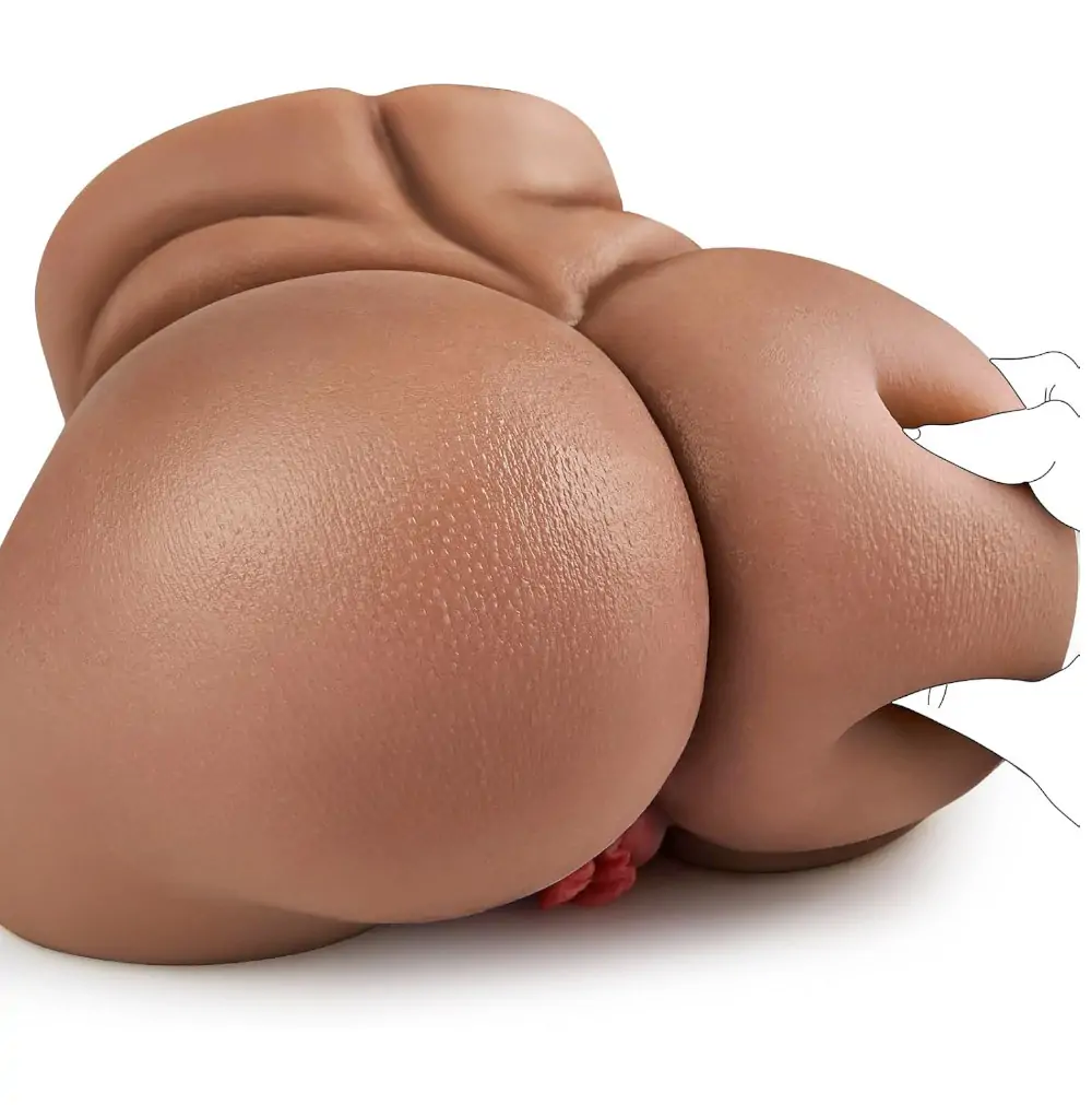 Realistic Half Doll BBW Male Masturbator with Thickened Vulva & Everted Labia LB Brown