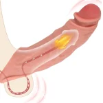 Silicone Penis Sleeve Extension Sheath with Ball Stretcher Beige
