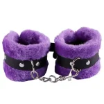 Faux Leather Cuffs with Detachable Chain Purple
