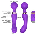 Powerful Dual Head Handheld Massager with Modes & Speeds Seductive Purple