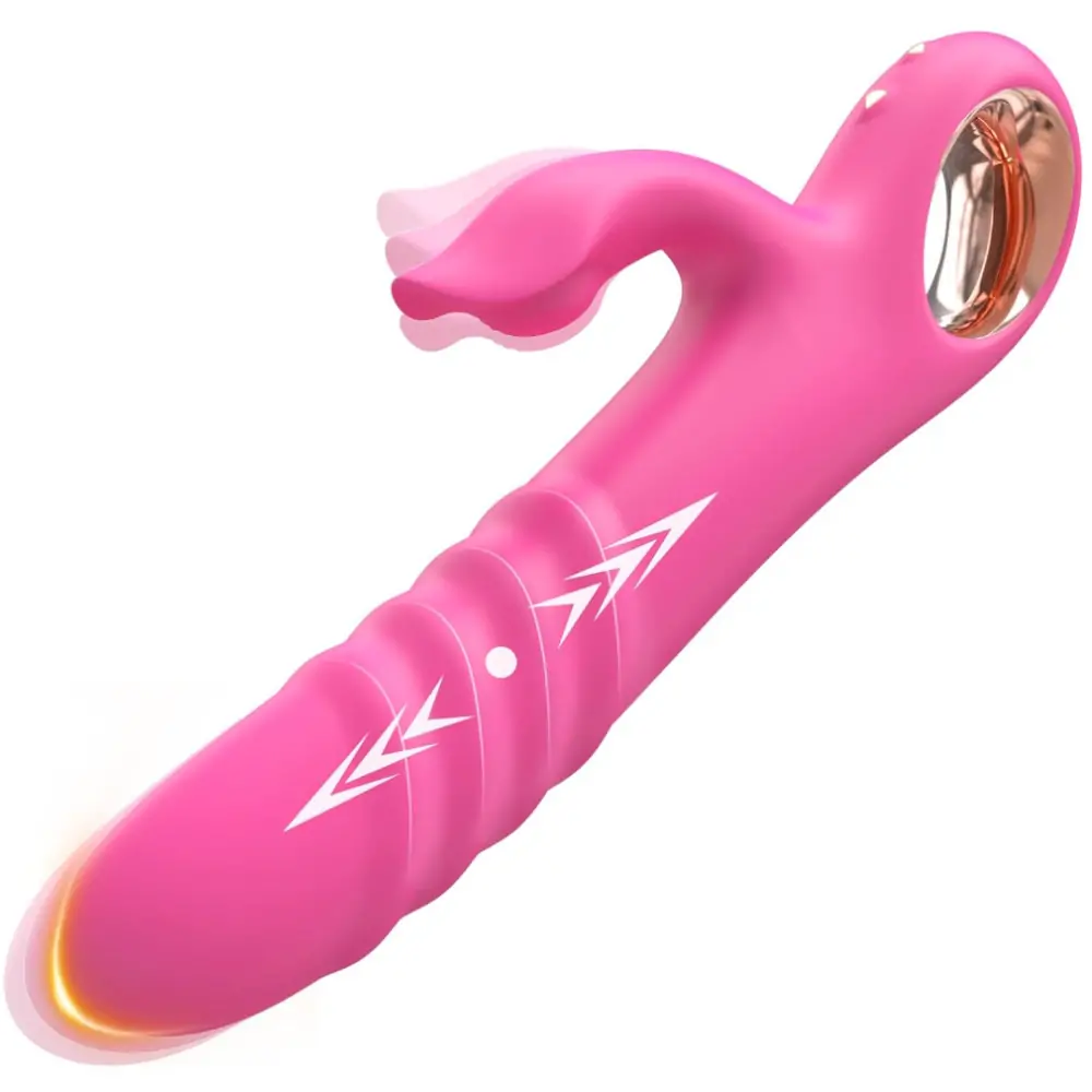 Thrusting Vibrating Rabbit Dildo with Powerful Vibration Thrust Modes Pink