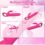 Thrusting Vibrating Rabbit Dildo with Powerful Vibration Thrust Modes Pink