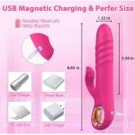 Thrusting Vibrating Rabbit Dildo with Powerful Vibration Thrust Modes Pink