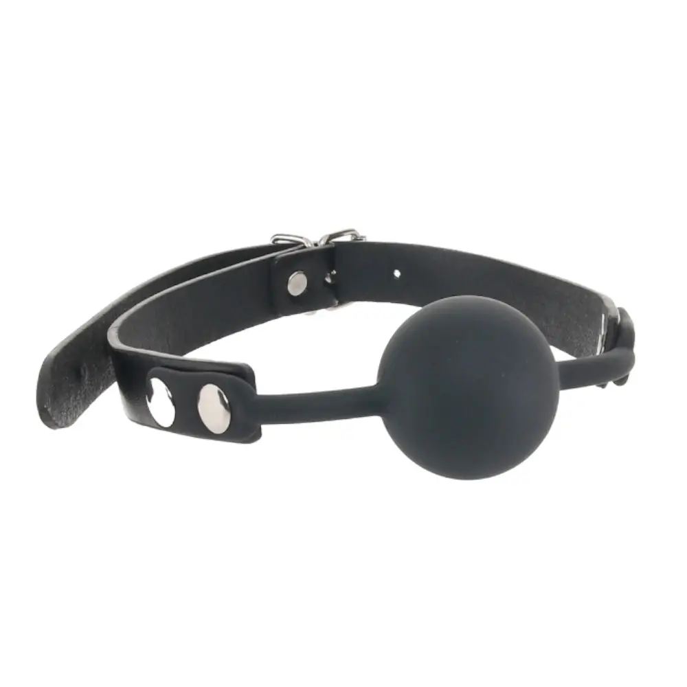 Faux Leather Collar with Gag Ball Black