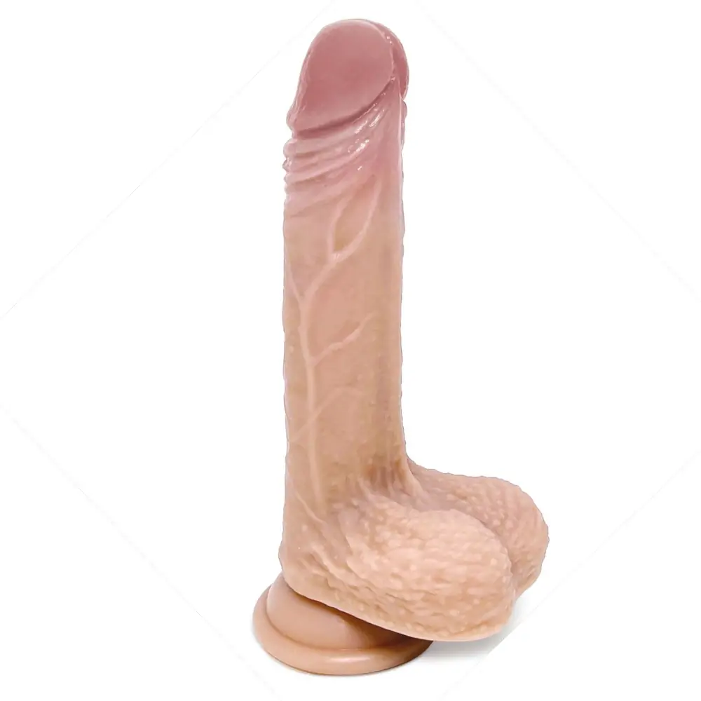 Realistic Inches Silicone Dildo with Suction Cup Base Caramel Glazed Mix