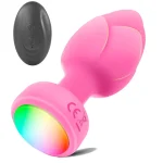 Remote Controlled Anal Plug Vibrator with Modes and Colored LED Lights Pink