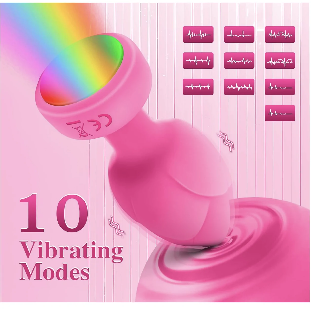Remote Controlled Anal Plug Vibrator with Modes and Colored LED Lights Pink
