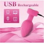 Remote Controlled Anal Plug Vibrator with Modes and Colored LED Lights Pink