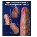 Textured Silicone Penis Extender Sleeve with APP Control with Vibration Modes Ivory