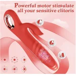 Thrusting Vibrating Rabbit Dildo with Powerful Vibration Thrust Modes Red