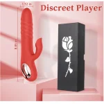 Thrusting Vibrating Rabbit Dildo with Powerful Vibration Thrust Modes Red