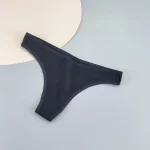Cotton Thong Panties Solid Color Burgundy