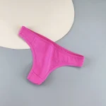 Cotton Thong Panties Solid Color Burgundy