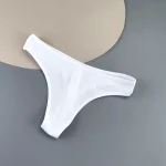 Cotton Thong Panties Solid Color Burgundy