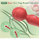 Rose Style Wand Vibrator Waterproof Red