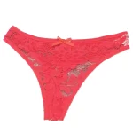 Transparent Lace Thong Underwear Red