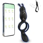 App Controlled Vibrating Cock Ring with Clitoral Stimulator Modes Black